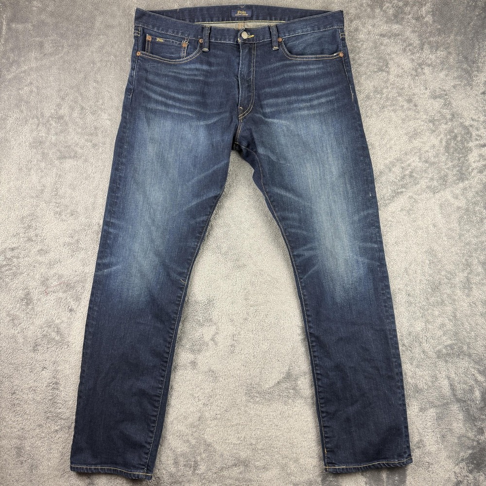 Polo Ralph Lauren Jeans Mens 38x31 Blue Denim Dark Wash 5-Pocket Stretch Zip Fly